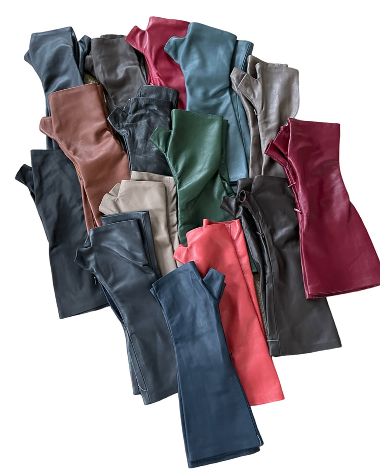 Various Color of lamia Design long leather gloves with invisible zipper.