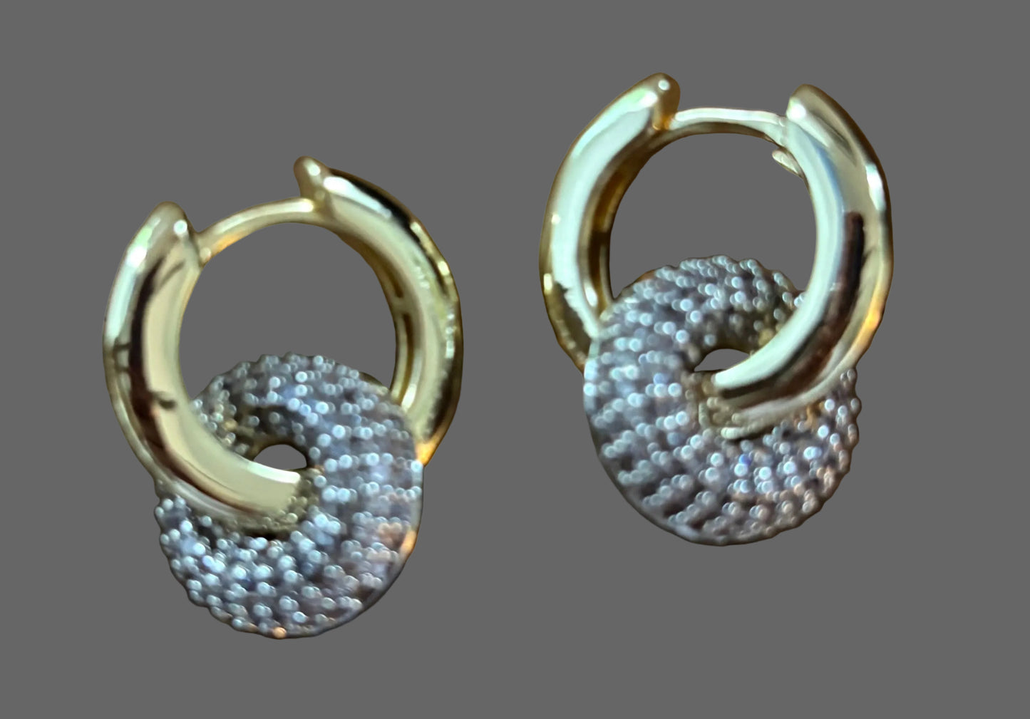 Gold Pavé Ball Hoop Earrings with crystles by NOI Jewelry Germany