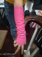 Load image into Gallery viewer, Pink Lamb Leather & Elastic Sleeves – Bold, Chic, and Fashion-Forward