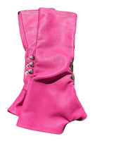Load image into Gallery viewer, pink fingerless  leather  gloves with three  silver snaps