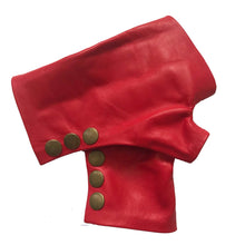 Load image into Gallery viewer, Red Fingerless leather Gloves Handmade Accessories