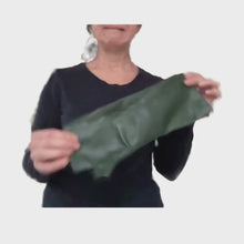 Load and play video in Gallery viewer, a woman with Green fingerless leather gloves long to your elbows