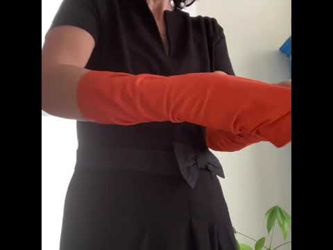 Close up youtube Product video. lamia showing fashion arm sleeves in orange