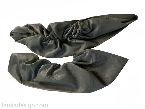 Olive green leather arm sleeves Lamia Design