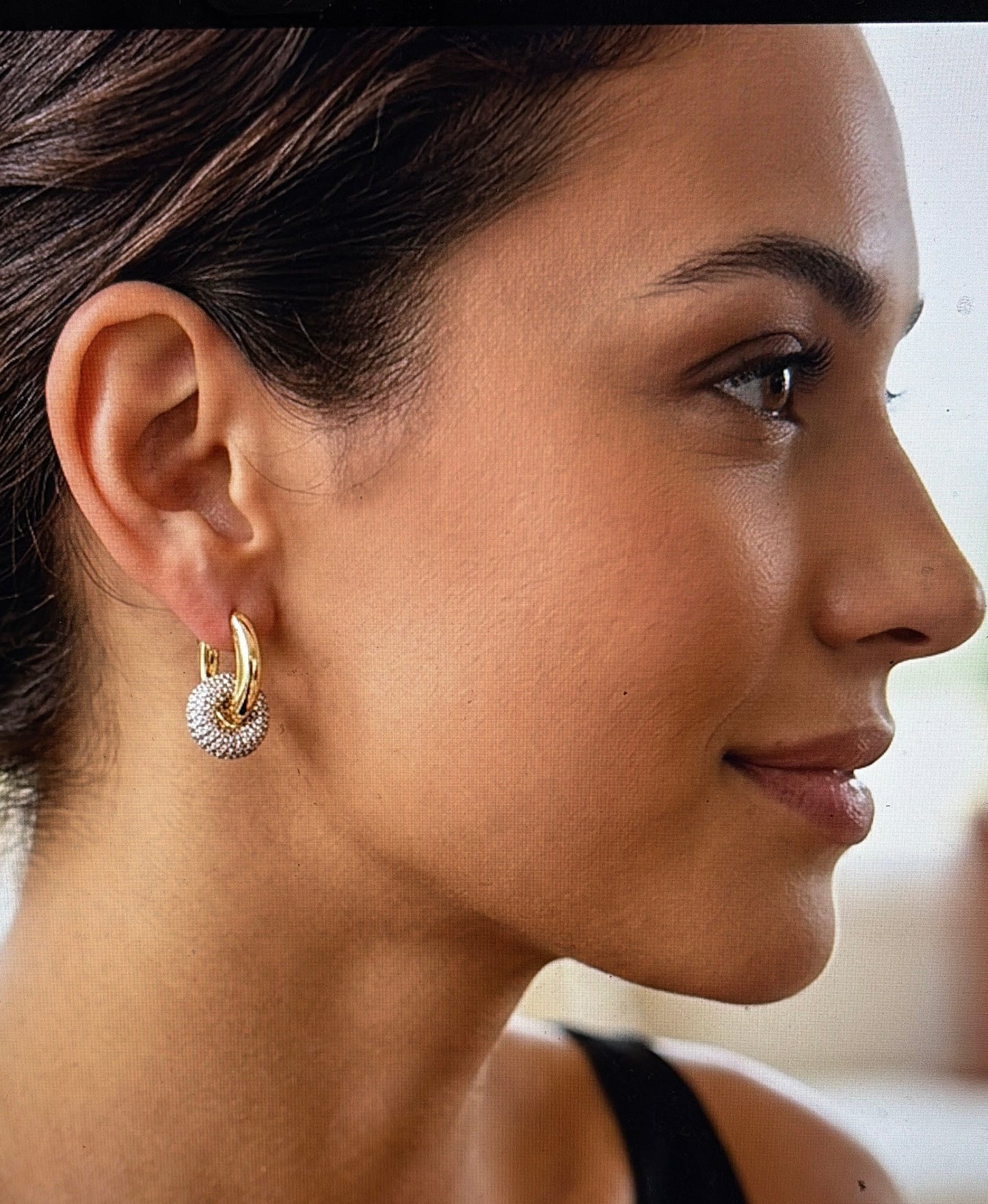 Gold Pavé Ball Hoop Earrings with crystles by NOI Jewelry Germany