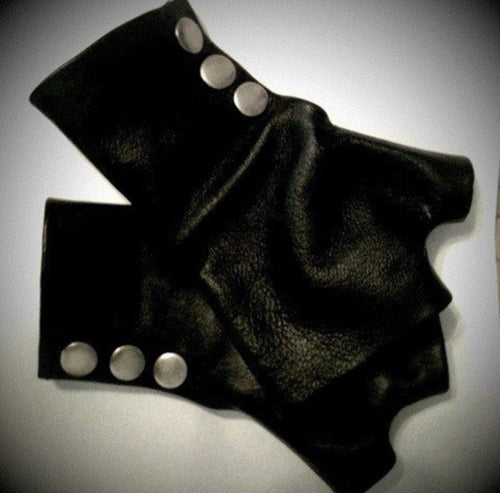 Black leather Gloves Handmade Accessories