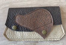 Load image into Gallery viewer, Brown Vegan Wallet in 3 color brown with bronze snaps Handmade Accessories
