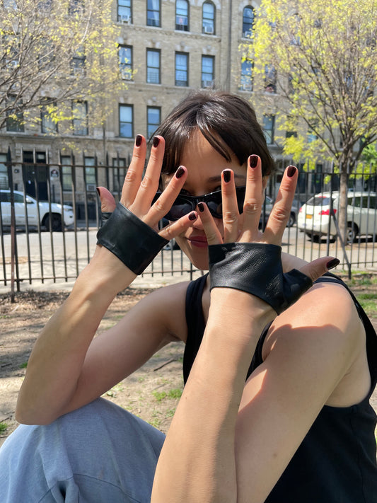 Black mini gloves Handmade Accessories