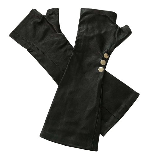Classic black leather Gloves Handmade Accessories