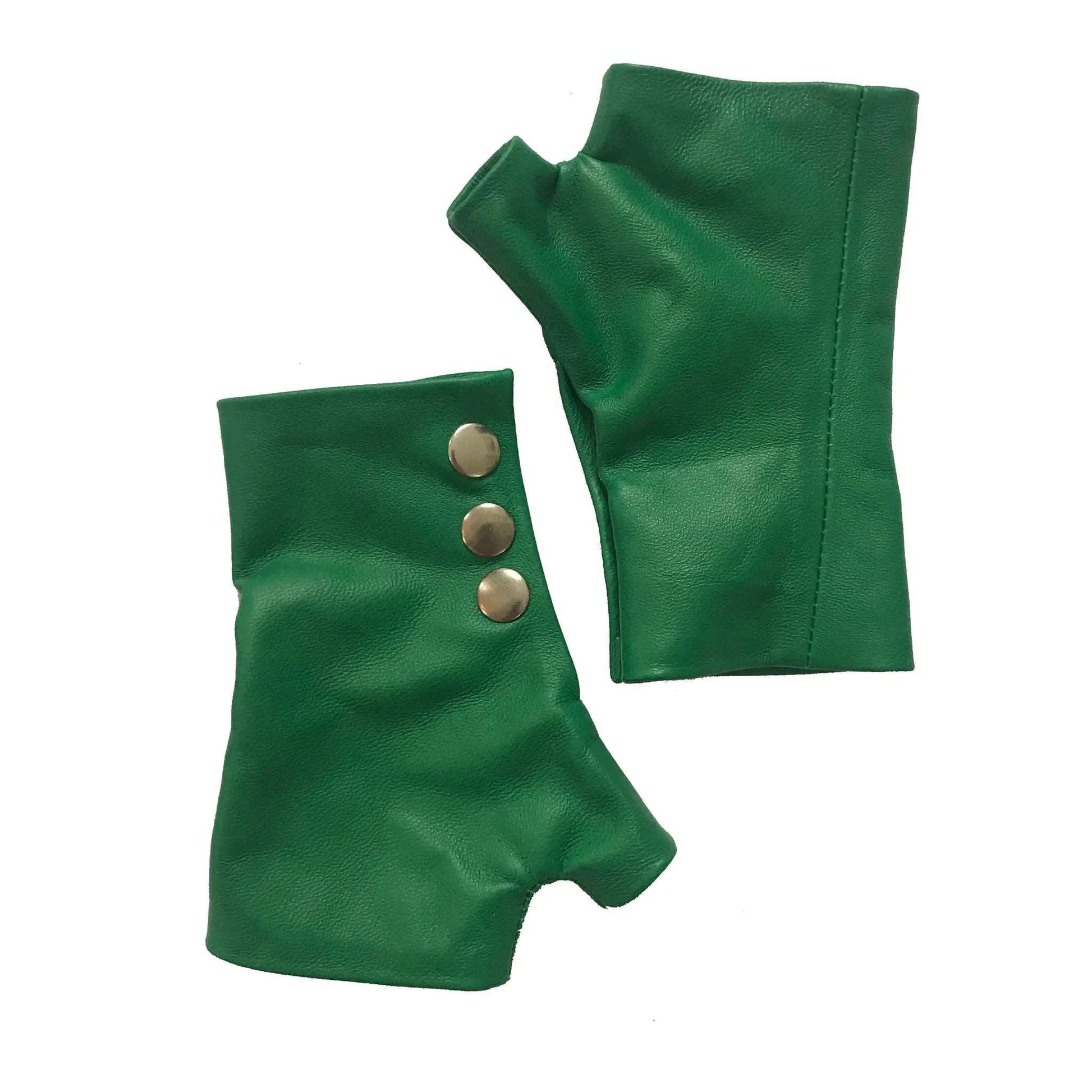 Green Leather Gloves Handmade Accessories