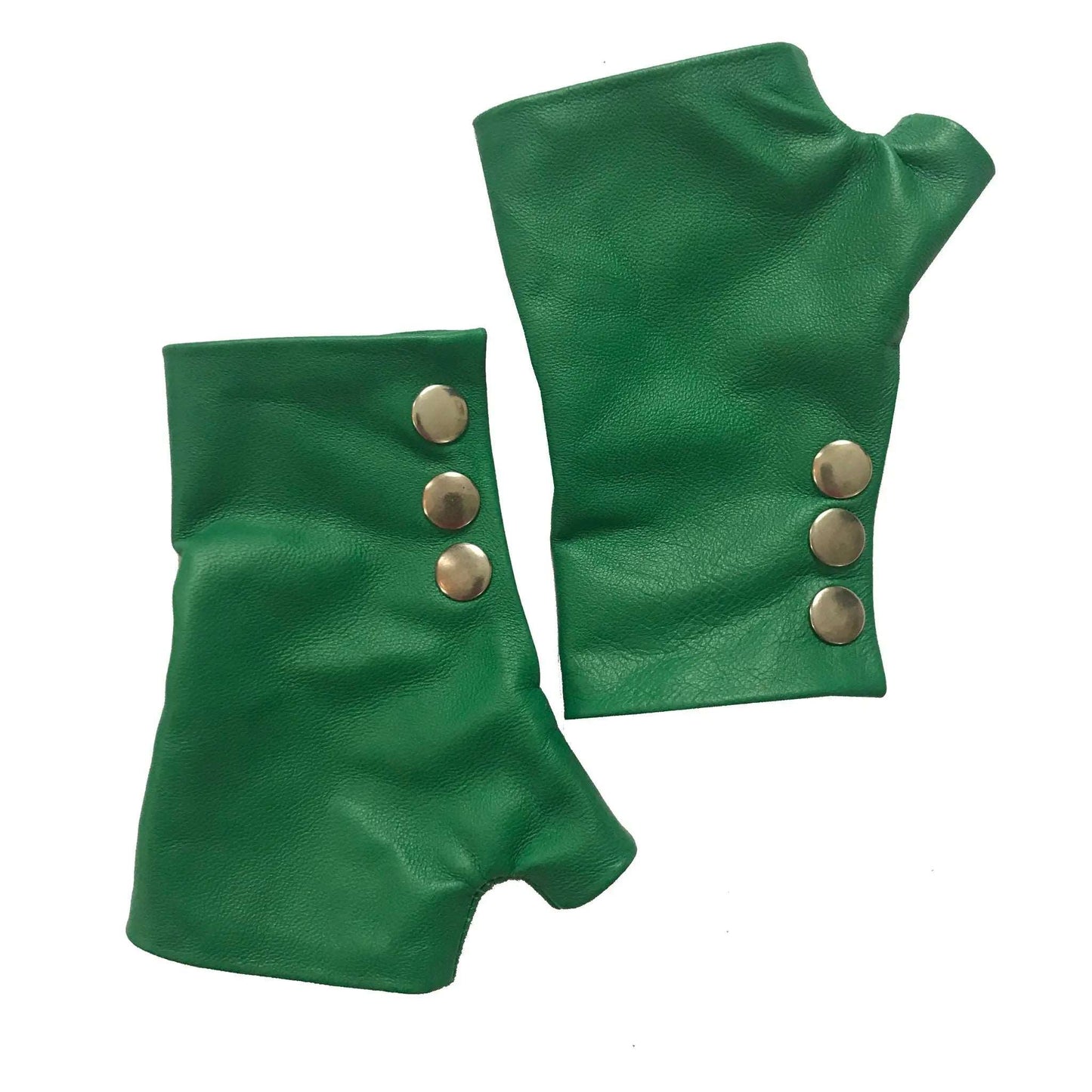 Green Leather Gloves Handmade Accessories