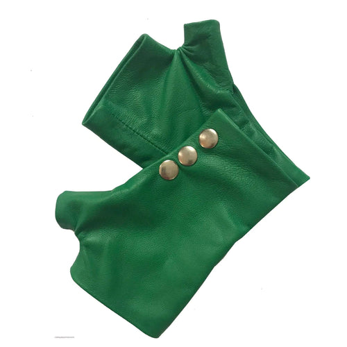 Green Leather Gloves Handmade Accessories