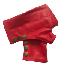 Load image into Gallery viewer, Red Fingerless leather Gloves Handmade Accessories
