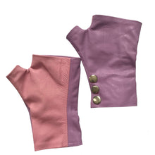 Load image into Gallery viewer, Two color Rose Fingerless leather Gloves Handmade Accessories
