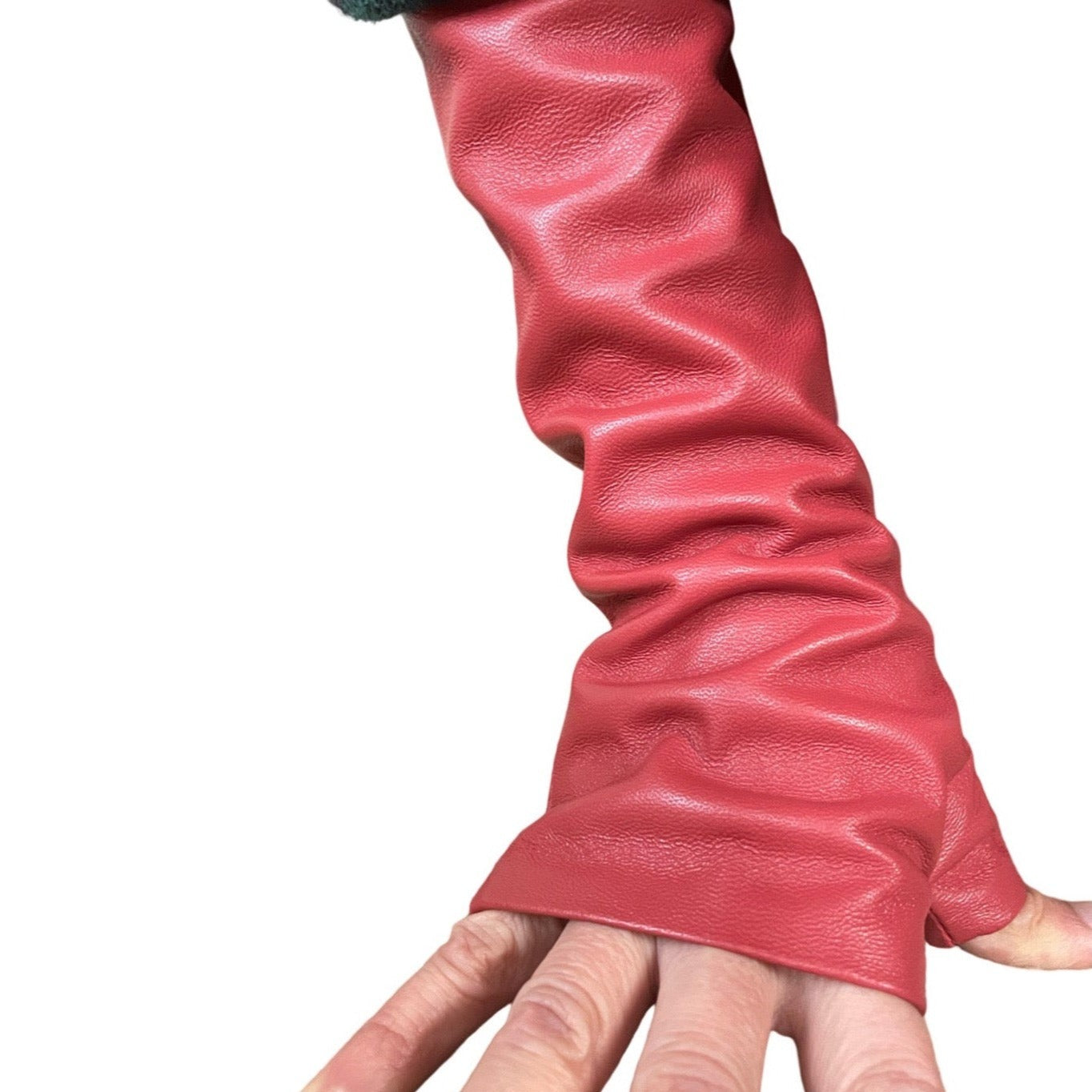 Rose long leather Gloves Handmade Accessories