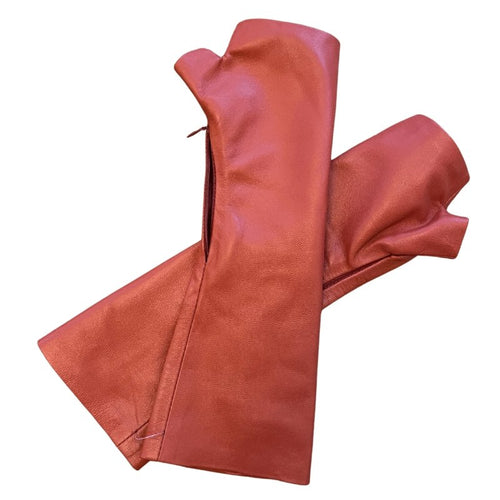 Rose long leather Gloves Handmade Accessories